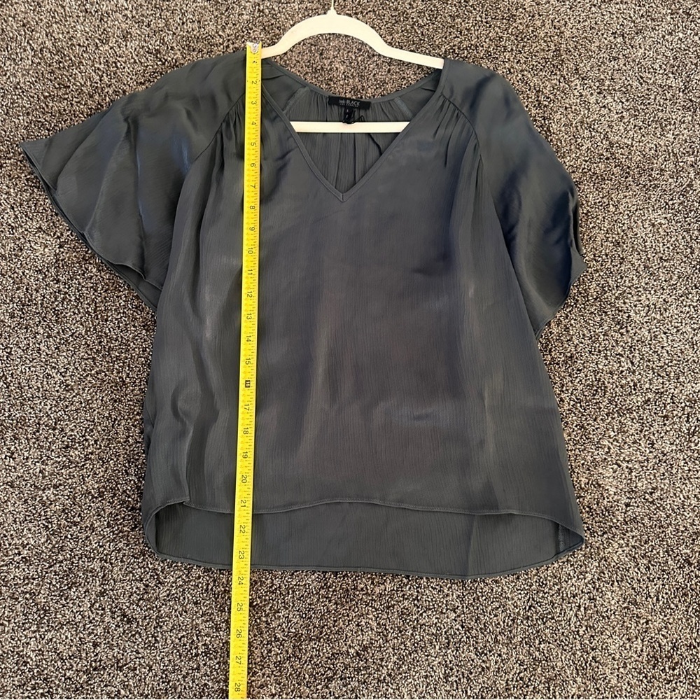 Bobi Black Dusty Jade Blouse Small Dolman Sleeve V-Neck Lightweight Dressy Top - Picture 7 of 8